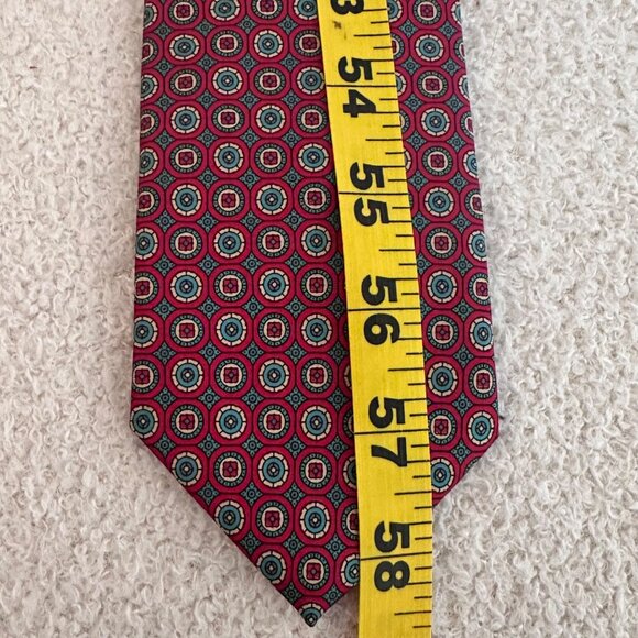 Wembley Silks Mens Burgundy Circle Geometric Patterned Tie Classic Luxury - Picture 5 of 7
